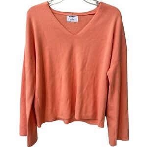 Old Navy V Neck Bell Sleeve Cotton Blend Sweater Womens Small Coral Peach